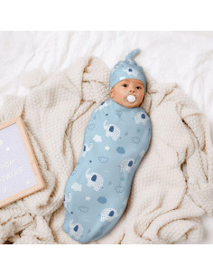 Manta de Envoltura para Bebé Sozzjile Elefante 90x90 cm 2