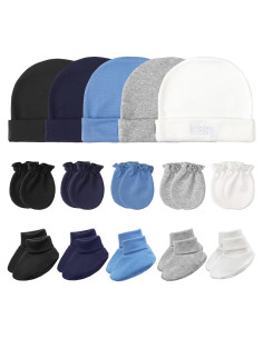 Conjunto de gorros, manoplas y calcetines AQOKKA para bebés 0-6 meses