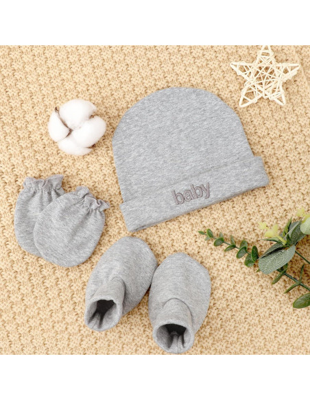 Conjunto de gorros, manoplas y calcetines AQOKKA para bebés 0-6 meses