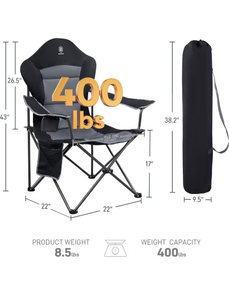 Sillas de Camping Plegables EVER ADVANCED - 2 Paquetes, Soporta 181 kg