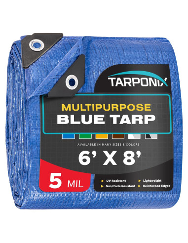 Lona Azul Polietileno 1.83x2.44m TARPONIX Impermeable 5 Mil