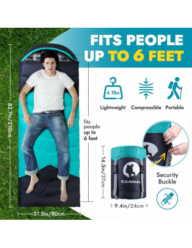 Saco de Dormir Canway XL para Camping y Senderismo - 210x80 cm