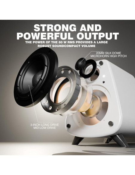 Altavoces Activos AORS AS31 - 80W RMS, Bluetooth 5.3, Madera Negra