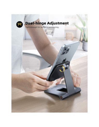 Soporte de Teléfono Ajustable Lamicall de Aluminio Gris - Plegable
