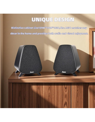 Altavoces Activos AORS AS31 - 80W RMS, Bluetooth 5.3, Madera Negra