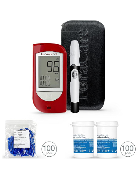 Kit de Prueba de Diabetes FORA Pro Voice V9 con Glucometro y 100 Tiras