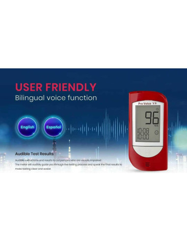 Kit de Prueba de Diabetes FORA Pro Voice V9 con Glucometro y 100 Tiras
