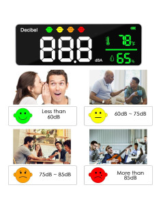 Medidor de Decibelios DANOPLUS 11" LED Temperatura Humedad 2