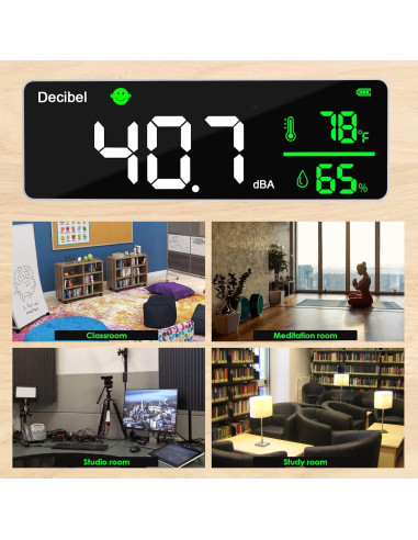 Medidor de Decibelios DANOPLUS 11" LED Temperatura Humedad