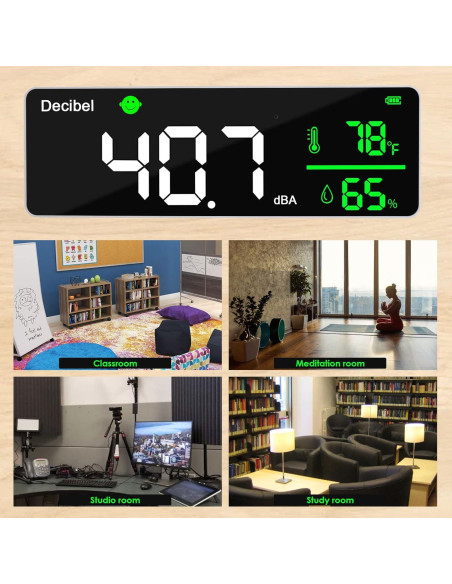 Medidor de Decibelios DANOPLUS 11" LED Temperatura Humedad