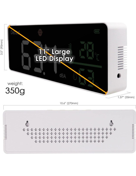 Medidor de Decibelios DANOPLUS 11" LED Temperatura Humedad