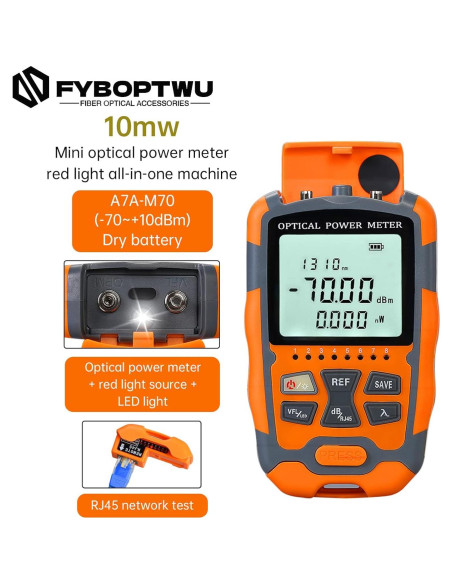 Medidor de Potencia Óptica 4 en 1 Yannw OPM & VFL-10 Portátil