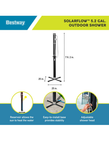 Ducha Solar Exterior Bestway 20L con Cabezal Grande y Control de Temperatura