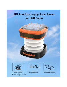Luz Solar Camping Plegable LUMOPAL 1200mAh IP54 USB 2
