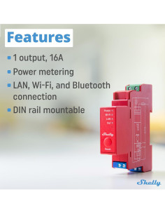 Interruptor inteligente Shelly Pro 1PM | Wi-Fi y LAN | 16A 2