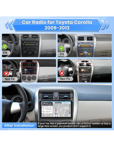Estéreo de Coche Android Roinvou 9" para Toyota Corolla 2009-2013
