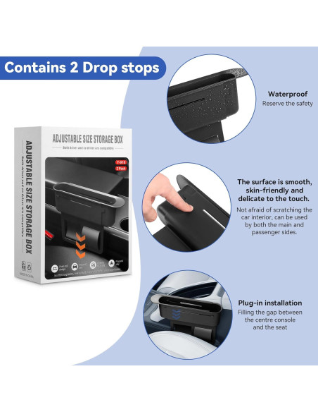 Relleno Espacio entre Asientos de Coche Zioffiel Negro 2 Piezas