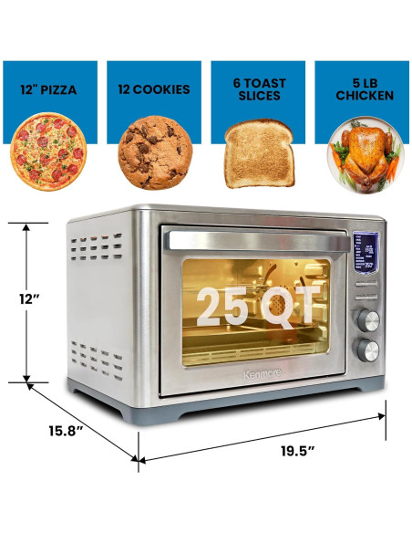 Horno Tostador Digital Kenmore 11 en 1 25 qt Acero Inoxidable Horno Tostador Digital Kenmore 11 en 1 25 qt Acero Inoxidable