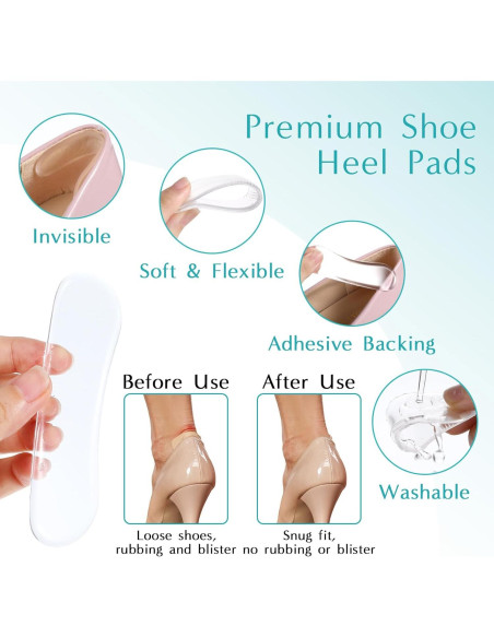 28 Almohadillas de Talón de Silicona Quilax - Gel Autoadhesivo