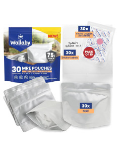Bolsas Mylar Wallaby 30 Paquetes 0.4L con Absorbentes de Oxígeno