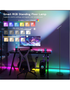 Lámpara de Piso LED Inteligente SUNMORY RGB 32W Control Remoto 2