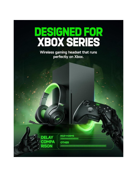 Auriculares Gaming Inalámbricos KOFIRE XG2 40H 3D Sonido 2.4GHz