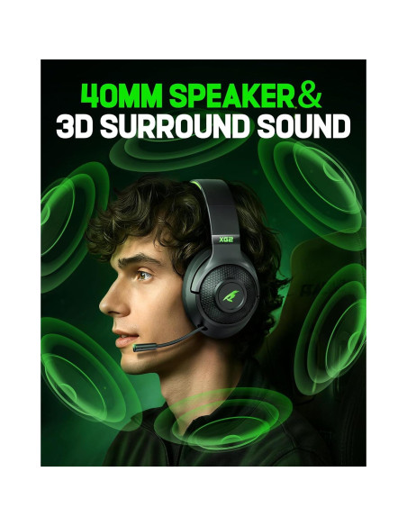 Auriculares Gaming Inalámbricos KOFIRE XG2 40H 3D Sonido 2.4GHz