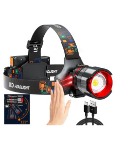 Linterna Frontal LED UVER HD-F-V47-C Recargable USB 12 Modos IPX7