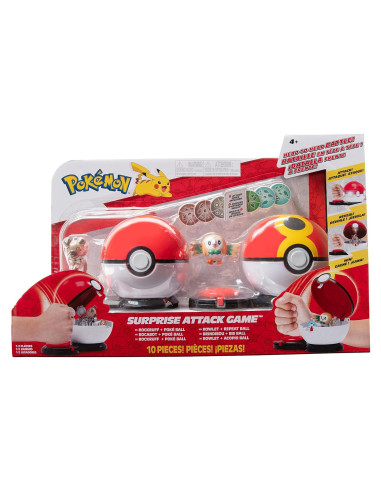 Juego de Ataque Sorpresa Pokémon Jazwares Rowlet vs Rockruff