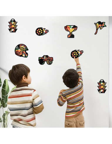 Kit de Manualidades de Papel Coche de Carreras QICI - 24 Tarjetas DIY