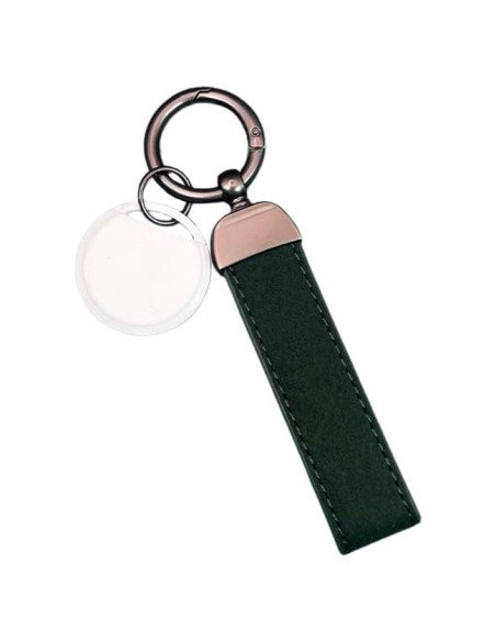 Dispositivo de Seguimiento GPS con Llavero de Cuero - Blanco y Verde