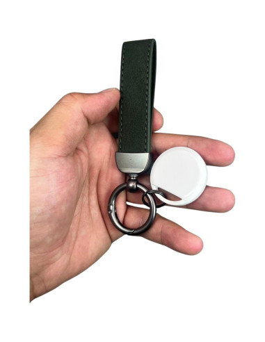 Dispositivo de Seguimiento GPS con Llavero de Cuero - Blanco y Verde