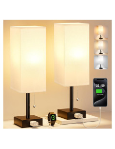 Juego de 2 Lámparas de Noche Fenmzee con Carga AC y 3 Colores