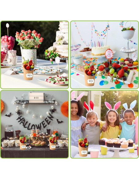 100 Tazas de Papel Desechables FSAH 12Oz con Palillos y Etiquetas