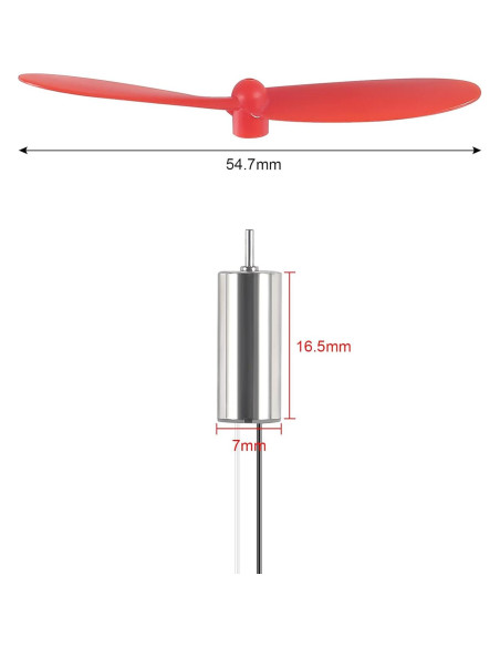 4 Motores con Escobillas 3.7V AEDIKO 7x16mm 45000 RPM + Hélices