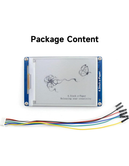 Pantalla E-Ink 4.3" Waveshare 800x600 Serial para Raspberry Pi