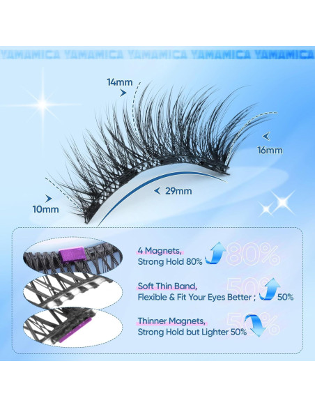 Pestañas Magnéticas Ojo de Gato Yawamica 16mm con Aplicador