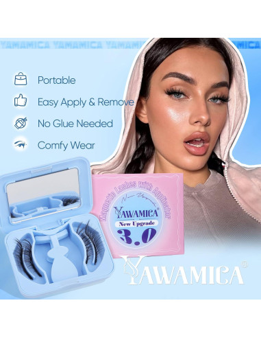 Pestañas Magnéticas Ojo de Gato Yawamica 16mm con Aplicador