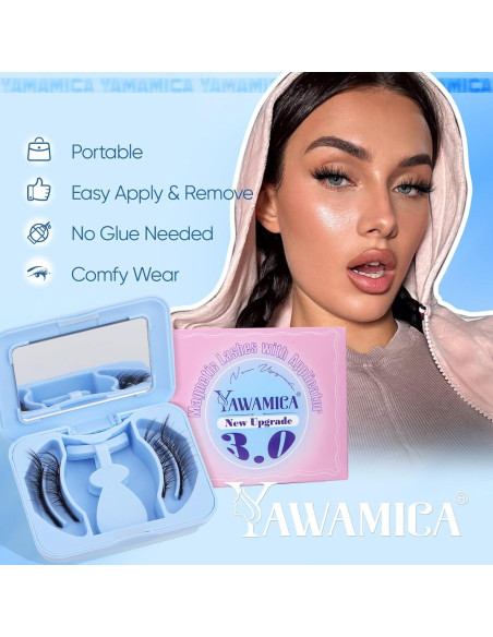 Pestañas Magnéticas Ojo de Gato Yawamica 16mm con Aplicador