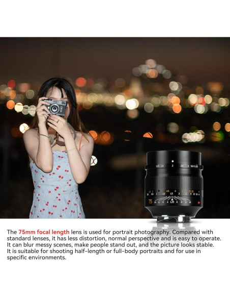 Lente 7artisans 75mm F1.25 para cámaras Leica M-Mount Lente 7artisans 75mm F1.25 para cámaras Leica M-Mount