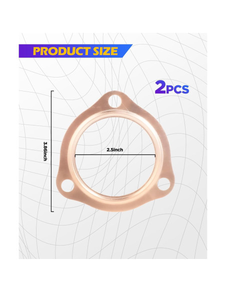 Junta de Flange de Escape Cobre SCUARI 76 mm 2 Piezas