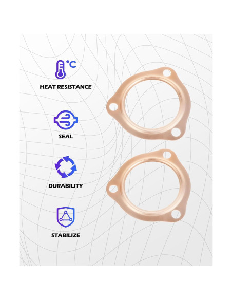 Junta de Flange de Escape Cobre SCUARI 76 mm 2 Piezas