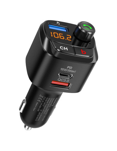 Transmisor FM Bluetooth Nulaxy NX12 con Cargador USB 18W