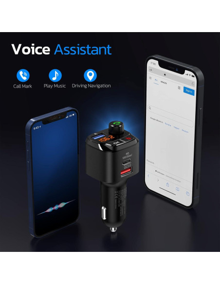 Transmisor FM Bluetooth Nulaxy NX12 con Cargador USB 18W