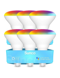 Bombillas LED Inteligentes Sunco BR30 RGB 8W, Control por Voz, Paquete de 6