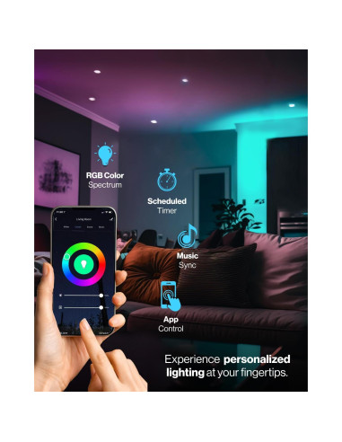 Bombillas LED Inteligentes Sunco BR30 RGB 8W, Control por Voz, Paquete de 6