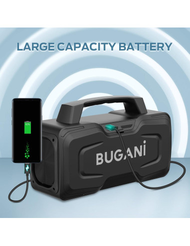 Altavoz Bluetooth BUGANI M118 80W Impermeable IPX7 Portátil