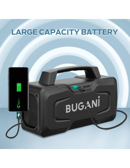 Altavoz Bluetooth BUGANI M118 80W Impermeable IPX7 Portátil
