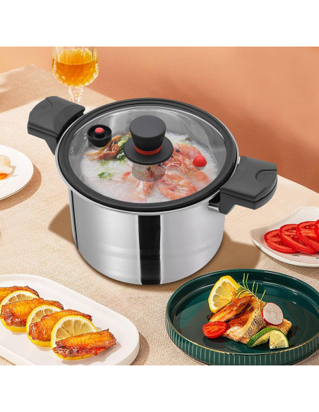 Olla a Presión KUMOYOU 7L Acero Inoxidable con Tapa de Vidrio Olla a Presión KUMOYOU 7L Acero Inoxidable con Tapa de Vidrio