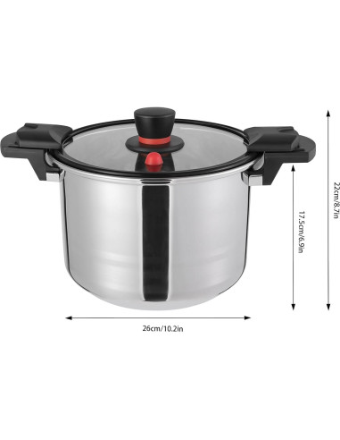Olla a Presión KUMOYOU 7L Acero Inoxidable con Tapa de Vidrio